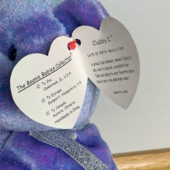 Rare Retired 1999 Ty Beanie Baby “Clubby II” With Errors Swing And Tush - Picture 7 of 8